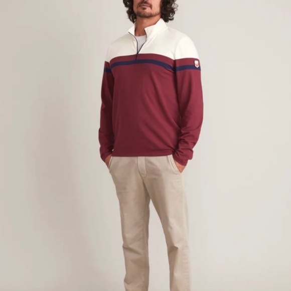 Marine Layer x Lost & Found Cordovan Natural Quarter Zip Pullover Top - Picture 3 of 5